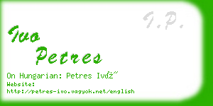 ivo petres business card
